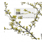 Graphic to advertise the You CANcerive Pocast. it's a white background with an illustration of white blossom and the podcast title.