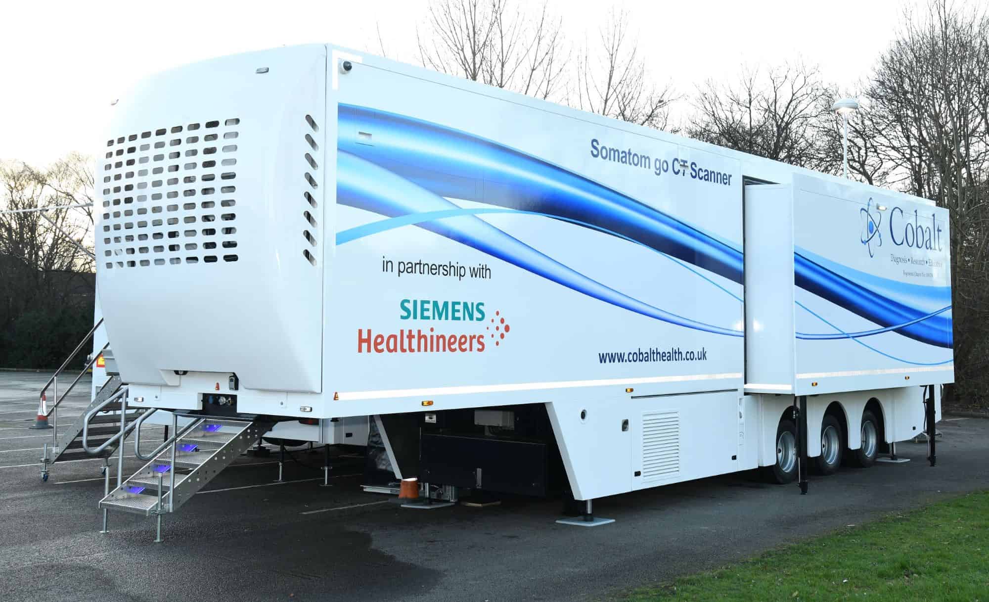 The mobile unit on which CT scans are performed as part of a lung health check.