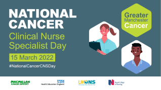 picture of a male and female nurse with information about National Cancer Clinical Nurse Specialist Day