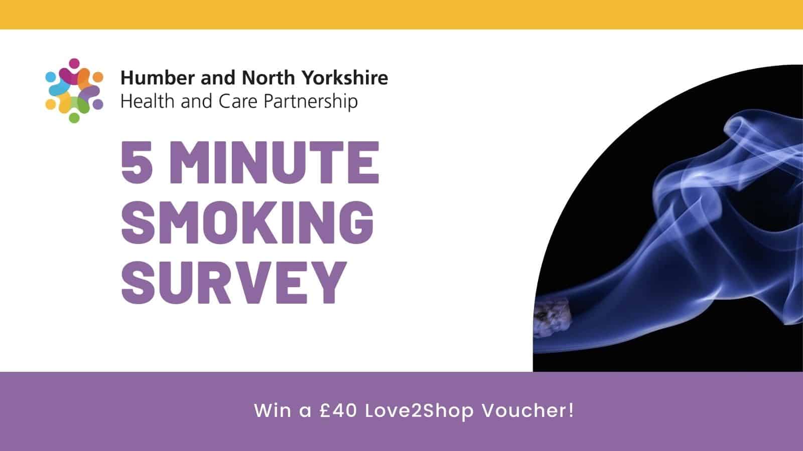 image of the 5 minute smoking survey with wording and a picture of smoke